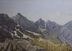 G.S.Prentice (20th Century) Watercolour, a mountainous Scottish Highland landscape, signed lower