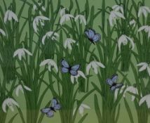 After Terrance Warren (British b.1948) Screenprint 'Garden Party', depicting snowdrops and