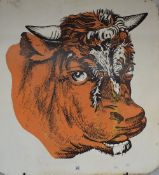 An interesting printed metal sign, of square form with rounded corners, an enlarged version of the