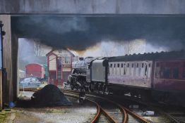 David French G.R.A (British b.1944) Acrylic on canvas '44781 Departing Bury' an accomplished