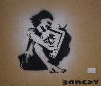 In the style of Banksy (British b.1974) limited edition graffiti stencil on cardboard 'Dismaland
