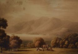 *Local Interest* William Green (British 1761-1823) English School Watercolour 'Derwentwater', A Lake