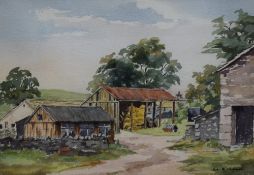 *Local Interest* Isabel McNair Anderson (British 1904 -1979) Watercolour 'Farm, Dalton' a study of a