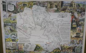 *Local Interest* Jane Pape-Ettridge (British Contemporary) Lithograph 'Millennium Map of the
