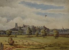 *Local Interest* 20th Century watercolour, a view towards Lancaster Castle, signed lower right,