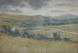James Napier McLaurin (British 1869 - 1938) Oil Pastel, a rural landscape with rolling hills, signed