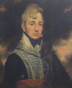 An 18th Century oil on canvas portrait 'Edward Moore' depicted in military uniform of the era,