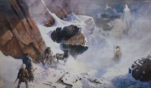 After Paul Monteagle (20th Century) Lithograph 'Caradhras', depicting a scene from J.R.R Tolkien's