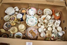 A collection of motto ware including Shelley, an Aynsley 'Wild Tudor' perfume atomiser bottle, a