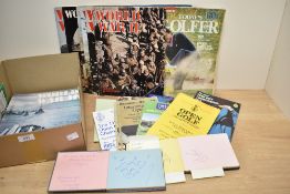 Two autograph books containing a selection of golf hero autographs including Jack Nicklaus, Arnold