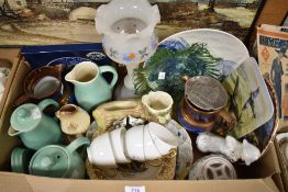 A pair of copper lustreware jugs, a Hornsea Pottery 'Fauna' vase, a Royal Grafton limited edition