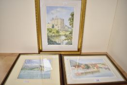 Alex Johnson (British contemporary) watercolour 'Lake Bled Slovenia', a colourful depiction