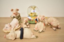 Six David Corbridge Piggin' studies comprising 'Piggin' Smelly', 'Piggin' Good Luck', 'Piggin' A