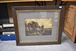 A monochrome print of The Hay Wain after John Constable mounted framed and glazed 76cm x 64cm