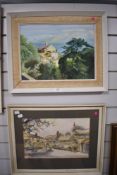 Two 20th-century landscapes, to include V. Waddington (20th Century, British), watercolour, Kirk