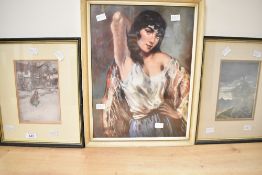 After Tauber (20th Century) lithograph, portrait of a lady in a shawl, printed signature to lower