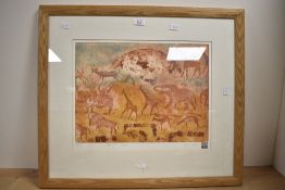 After Barbara Cropper (British Contemporary) Colourised Etching 'Animal Magic' featuring a selection