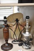 A vintage turned wooden table lamp in a mahogany type wood 29cm x 13cm will require rewiring sold