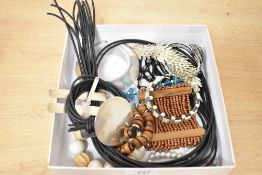 A collection of costume jewellery, including contemporary pieces by L_nk by Natali, wooden pieces