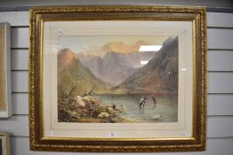 Local interest* After James Baker Pyne (British 1800-1870) coloured print 'Brothers Water' figures