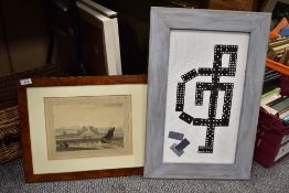 A coloured etching depicting Peel Castle, Lancashire mounted, framed and gazed 47cm x 37cm sold