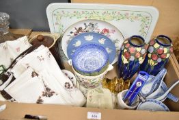 A Minton 'Haddon Hall' planter, five blue and white Oriental soup bowls and spoons, a Wedgwood '