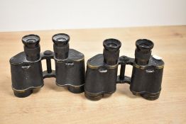 Two pairs of Bino Prism No2 x6 binoculars one model II the other Model III