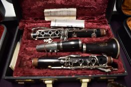 A vintage Boosey & Hawkes clarinet, London Series 2-20, serial number 203596, in fitted case