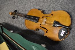 A traditional viola having one piece 16' shaped back, labelled internally Nicolas Amatus, Cremona