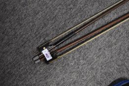 Two traditional bows, one having moulded celluloid name, Glasser