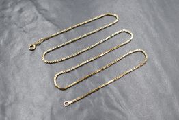 A 9ct gold box link chain, marked 375, 54cm, 7.3g