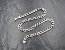 A silver curb link necklace of heavy form, approx 18' & 52.4g