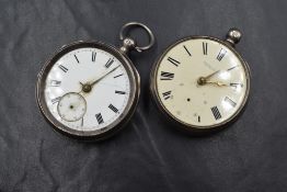 Two HM silver key wound pocket watches, both having Roman numeral dials with subsidiary seconds in