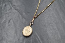 A 9ct gold belcher link guard chain, with dog leash clasp and yellow metal locket having