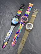 A group of three Swatch wristwatches, comprising Gent Jelly Fish, Musicall Europe in Concert and