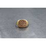 A 9ct gold diamond set signet ring, the square panel having the Union Jack flag, the central cross