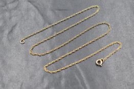 A 9ct gold 18' fine rope link chain, approx 1.7g