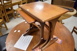 A nest of three 1970's G-Plan Fresco tables, a design by Victor Wilkins, of rectangular form with