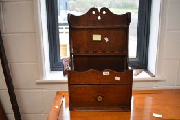 A period oak pipe or spoon rack having drawer to base, dimensions approx. H62 W39 D18 (small