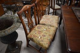 A set of six fine quality reproduction oak dining chairs in the Georgian style having Chippendale