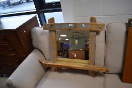 A decorative salvaged/drift wood framed mirror, of square form with rudimentary construction 68cm