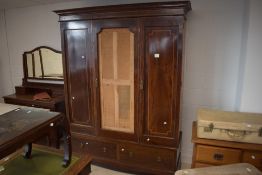 An Edwardian mahogany 'mirror' (no glass could be replaced with mirror or fabric) door wardrobe, and