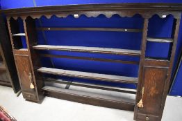A period oak dresser top having open style back, dimensions approx. W191 H122 D23cm