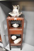 Thought to be 19th-century Georgian-style mahogany washstand with Davenport 'Alhambra' ware