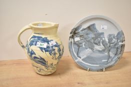 Two contemporary studio pottery pieces, to include a John O'Groats Pottery of Caithness charger,