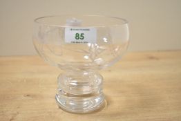 A 20th-century Dartington Crystal glass bowl, featuring hand engraved vine and foliate decoration,