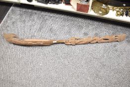 Tought to be 20th-century Hawaiian tribal 'tiki' hard wood totem, featuring a selection of folk