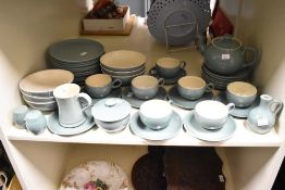 A large quantity of 20th-century Denby 'Manor Green' stoneware, to feature a teapot, cups,