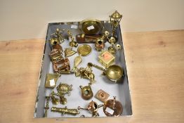 A quantity of late 19th to early 20th century miniature metalware, to include a small brass turtle