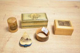 A selection of late 19th to early 20th-century Mauchline ware, to feature transferred images of